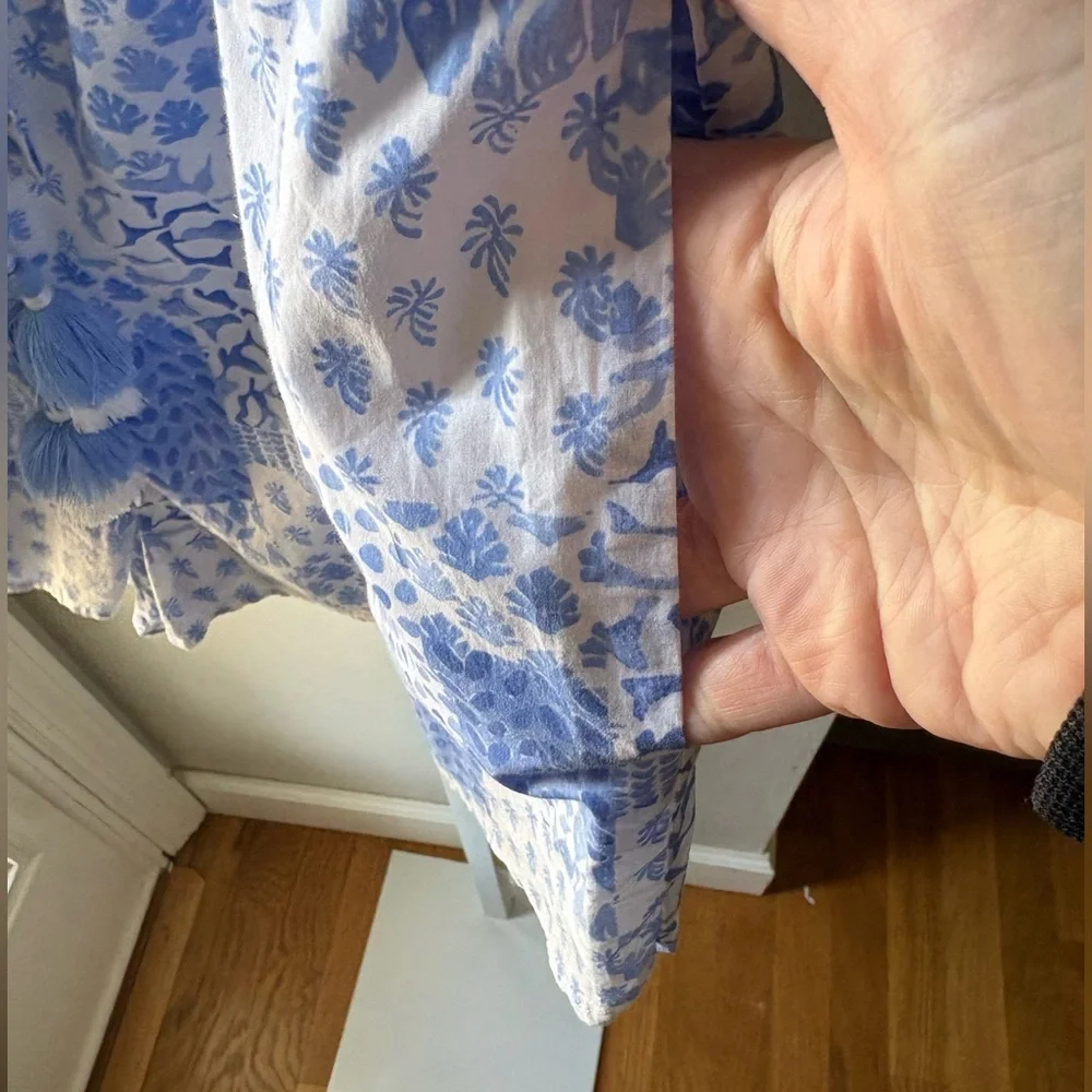 Vineyard Vines EUC Painted Patchwork Off The Shoulder 100% Cotton Romper Size L - Picture 12 of 13